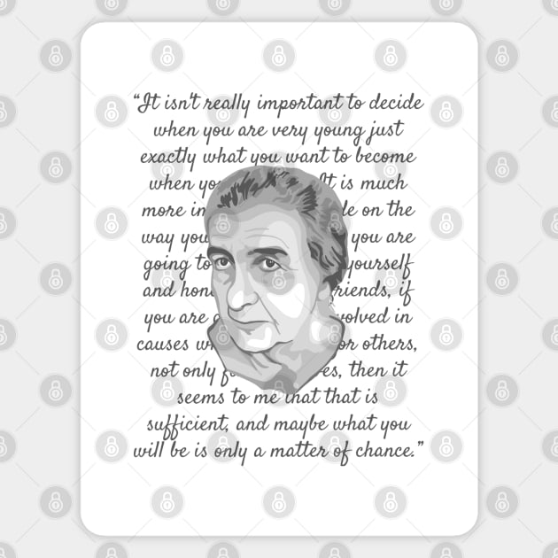 Golda Meir Portrait and Quote Sticker by Slightly Unhinged